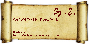 Szlávik Ernák névjegykártya
